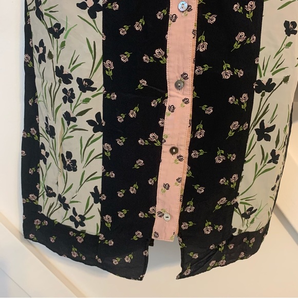 Nicole Miller Tulip Ditzy Floral Printed Long Sleeve Button Down Shift Dress 10 - Picture 5 of 11